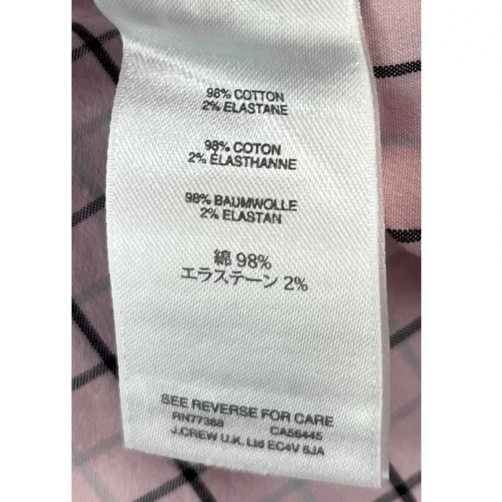 J.Crew Mens XLT Pink Windowpane Secret Wash Stretch Classic Button Down